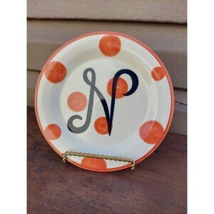 Gail Pittman 2002 Polka Dot Monogram N Plate 6 3/4"